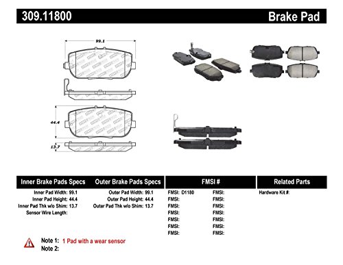 Stoptech 309.11800 Sport Brake Pads With Shims And Hardware #TOP1