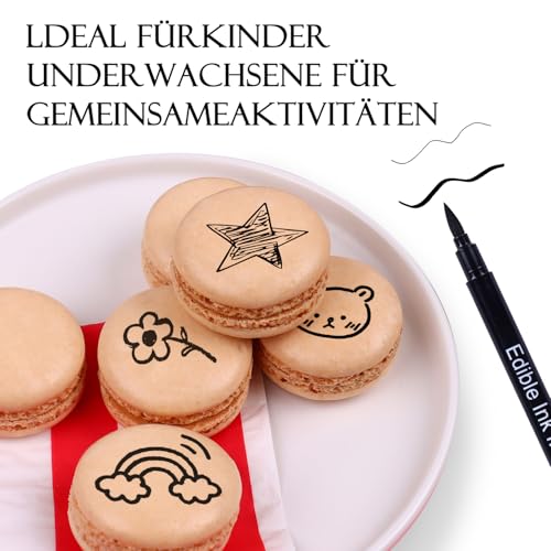 3 Stück Essbar Lebensmittelstift Schwarz 3er Set Mit Zweifacher Spitzenausführung Vegan, Glutenfrei, Fondant Lebensmittelfarbe Schwarz Zum Malen und Schreiben auf Torten & Co.