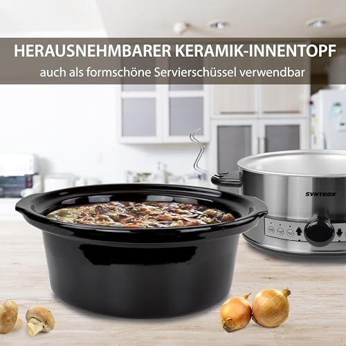Bild 4 - Syntrox 6,5 l Slow Cooker | Schmortopf | Schongarer | Multikocher Stosax, Keramikinnentopf, Warmhaltefunktion, mit Timer, küchenzubehör, Multifunktionaler Küchenhelfer