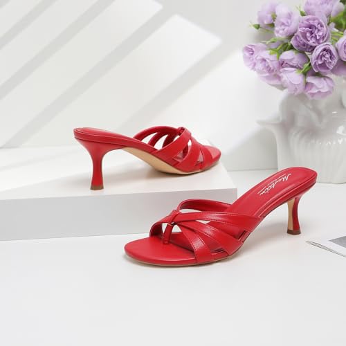 Image of Mostrin Kitten Heels for Women Pointed Toe Vintage Mules Heels Sexy Slip on Stiletto Backless Sandals for Party Wedding Daily
