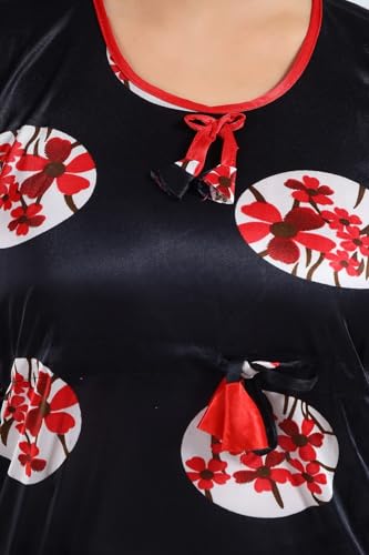 Image of Fabme Women's Satin Plain Kaftan Top & Pyjama Set