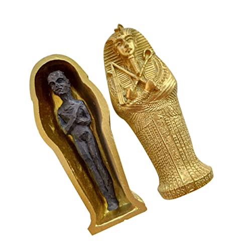 HOMSFOU Ägyptischer Schmuckzubehör Sarkophag Sargskulptur Sarkophag Sarg Mini-mumien-Figur Ägyptischer König Tutanchamun Sammelbarer König Zubehör Für Aquarien Halloween Hufu