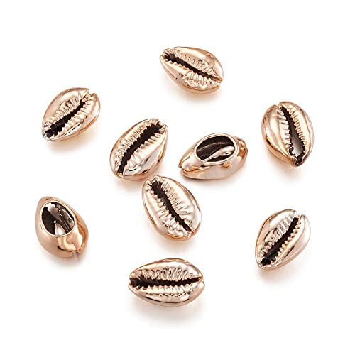 Craftdady 100pcs Electroplate Coral Color Undrilled Cowrie Beach Seashells 17-21x11-14mm Ocean Summer Jewelry Craft Making Natural Spiral Shell Beads for Vase Filler Home Party Wedding Decor
