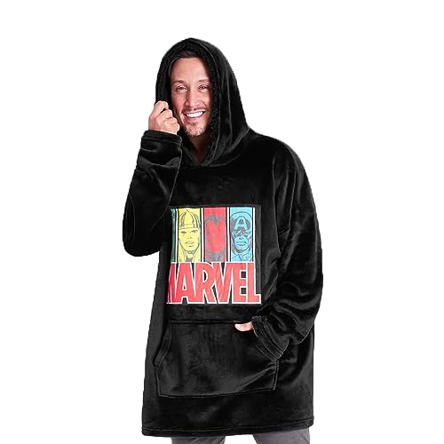 Marvel Übergroße Hoodie Decke Herren Kapuzenpullover Avengers (Schwarz)