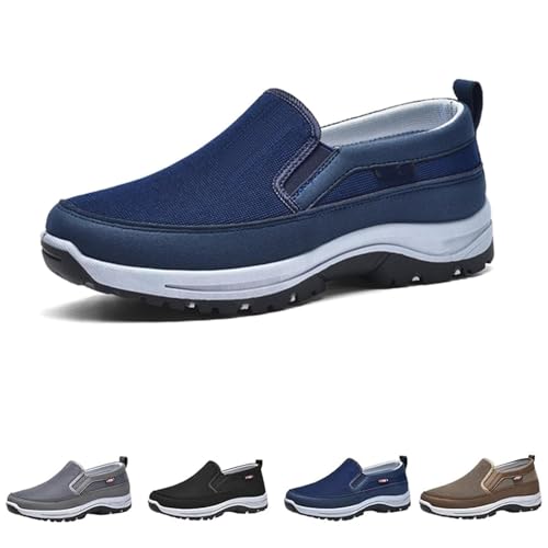 Orthowalkway Mens Shoes, Men's Arch Support Slip-on Canvas Loafers, Outdoor Casual Non Slip Orthopedic Sneakers