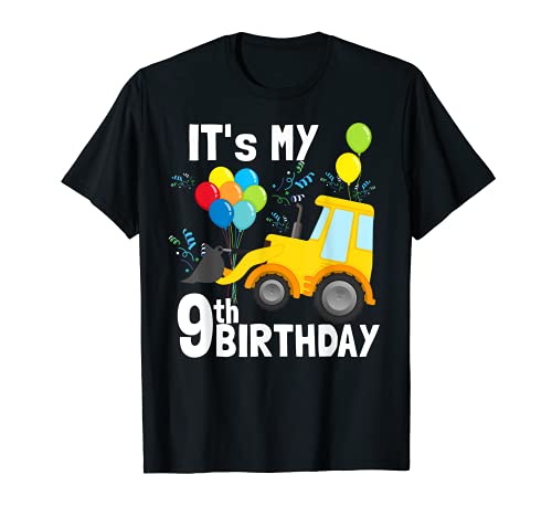 It's My 9th Birthday Digger Loader Truck 9 Birthday Boy Maglietta
