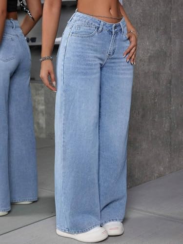 Image of KOTTY Women's High Waist Wide Leg Jeans | Relaxed Fit Comfortable Denim Pants for Women