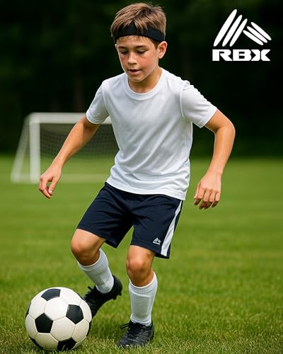 RBX Boys' Active Shorts - 5 Pack Sports Performance Mesh Gym Shorts with Elastic Waistband and Heat Seal Logo (Sizes: 8-16)3