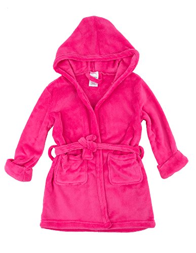 Leveret Kids Robe Boys Girls Solid Hooded Fleece Sleep Robe Bathrobe (16 Years, Magenta) #TOP1