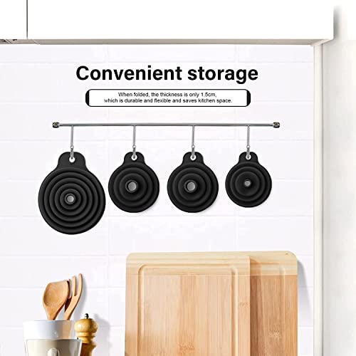 Silicone Collapsible Funnel Set Of 4, 3 Different Sizes,1 For S, 2 For M, 1For L, Kitchen Gadgets Foldable Funnel For Water Bottle Liquid Transfer Food Grade (Black) #TOP2