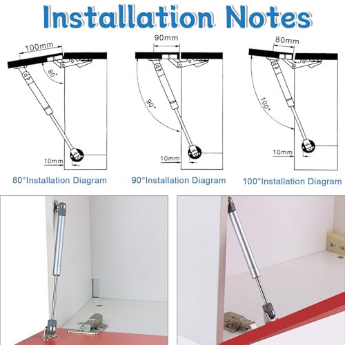 VZXZXE 4 Stück 200N Klappenbeschlag Gasdruckdämpfer dämpfer springaufbeschlag hydraulikzylinder, Gasdruckfeder Möbel, Gasfeder, Stoßdämpfer Küchenschrankmit Schrauben