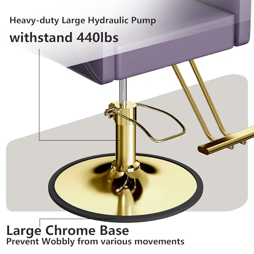 Image of LOUVIXA Barber Chairs for Hair Stylist, Height Adjustable Hydraulic Salon Chair, 360 Degrees Rotation, Multi-Function Shampoo Chair for Salon Home Barbershop (Purple)