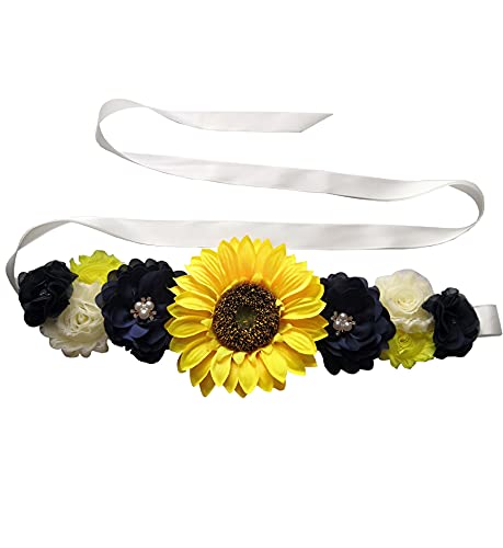 Sunflower Babyshower Sash for Gender Reveal Maternity Sash Belts Flower Pregnancy Belly Sash Belts Boy or Girl