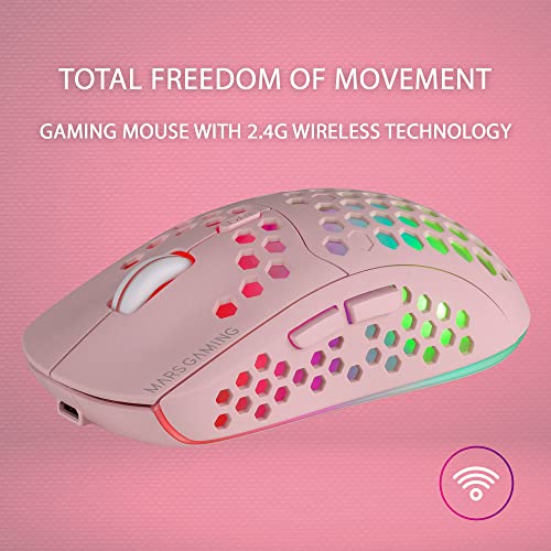 MMW3P, Mouse Gaming Senza Fili, RGB Flow, Ultraleggero 79g, 3200DPI, Rosa - Mouse gaming - Immagine 2