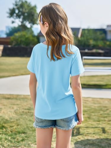 Image of Imily Bela Girls Short Sleeve T Shirts Casual Crewneck Fashion Tees Kids Summer Tops 5-14 Years