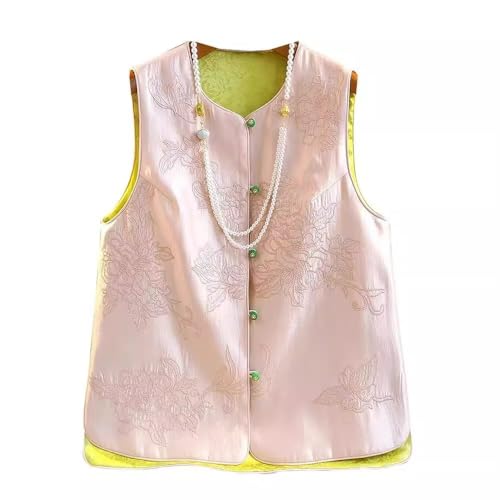 Chaleco sin mangas para mujer con cuello redondo estilo nacional vintage 5