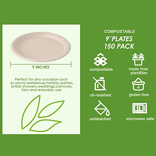 15% Off Vplus 150-Pack Compostable Paper Plates