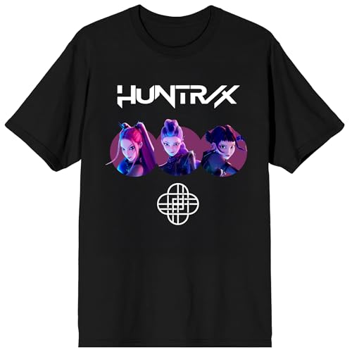 Kpop Demon Hunters Huntrix Trio Close Up on Black Short Sleeve Adult T Shirt