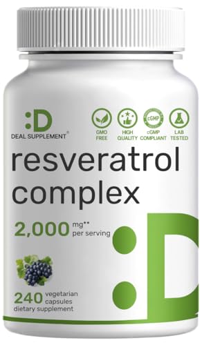 DEAL SUPPLEMENT Resveratrol Complex 240 Veggie Capsules Trans-Resveratrol Supplement with NAD Quercetin Turmeric CoQ10 & More | Non-GMO Gluten Free