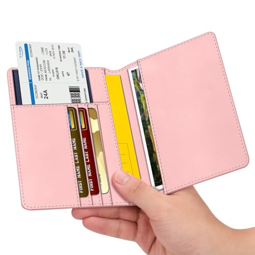 Image of FINTIE Passport Holder, Slim Travel Wallet RFID Blocking Card Case Cover Passport Cover Protector Essentials with Credit Card Slots for Women /Men | Slim