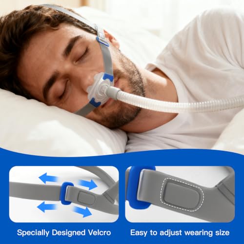 Image of CPAP Nasal Pillow Mask, Nasal Pillow Set with Detachable Headgear, Frame, Tube and 3 Different Sizes of Nasal Pillows(S,M,L)