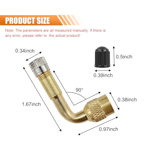 Image of Car Tire Valve Stem Extenders, 90 Degree Tire Inflator Nozzle Extender, Brass Valve Extension Adaptor for Car, Dually Wheels Passenger Car, Motorcycle, Bike (4PCS)