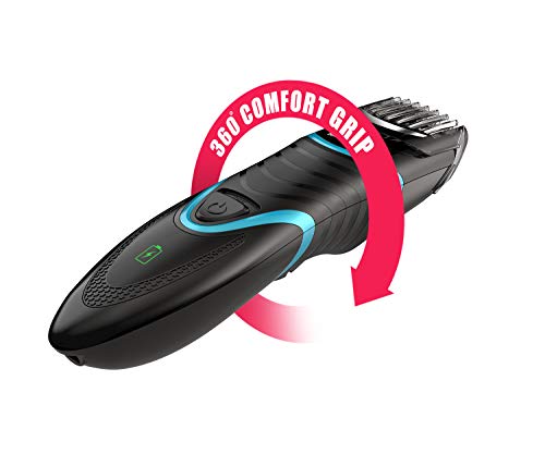 Image of Havells BT9005 Cord & Cordless Adjustable Beard Trimmer; Extra wide blade for faster cutting; Fast Charge allows 15 + trims; 19 Built-in Precise Lengths; (Black /Blue)