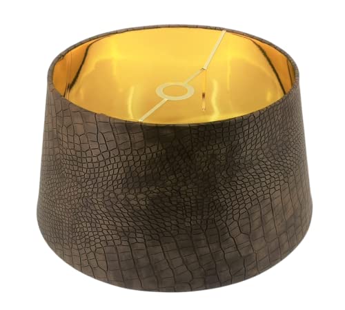 Designer Lampenschirm Kaiman Optik Leder Imitat konische Form (BRAUN 40 * 50 * 28cm)