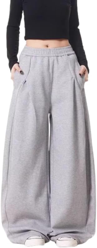 Baggy Sweatpants for Women Girls Barrel Casual Joggers Wide Leg Sweat Pants Elastic Waist Drawstring Pants