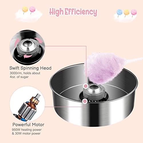 Image of ROVSUN 21 Inch Cotton Candy Machine Commercial, Candy Floss Maker Electric Cotton Candy Maker w /Cart Stainless Steel Bowl, Sugar Scoop and Large Storage Drawer for Home Party Carnival