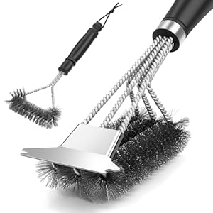 Grillbürste mit Schaber (2 Stück), Grillbürste für Grill im Freien Extra Starke Grillreiniger Zubehör für Grill/Raucher/Gas/Kohle