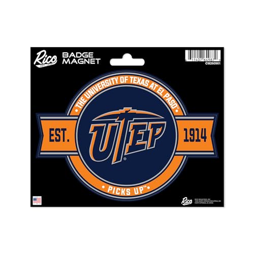 Rico Industries NCAA Texas-El Paso Miners - UTEP Standard Badge Magnet - for Car, Fridge