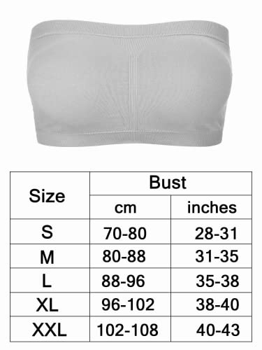 Women Bandeau Bra Padded Strapless Bralette Bra Seamless Bandeau Tube Top Bra (,) Black, White, Grey #TOP2