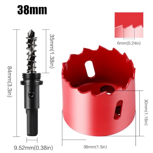 Image of 1.5 Inch Hole Saw, 1 1 /2 Hole Saw, M42 HSS Bi-Metal Hole Cutter, Triangular Shank Hole Saw Drill Bit with Spring for Wood, Plywood, Plastic, Gypsum Board, Various Thin Metal Sheet
