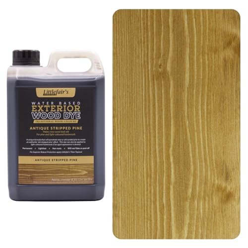 Littlefair's Wood Stain Water Based - 2.5ltr - Outdoor Furniture Wood Dye - Light & Dark Finishes - Non Toxic & Eco Friendly Formula - Exterior Wood Stain for Crafts - Colour: Antique Stripped Pine