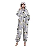 Adisputent Erwachsene Unisex Jumpsuit Onesie Tier Karton Schlafanzug Cosplay Pyjamas Fasching Halloween Karneval Kostüm mit Kapuze Einteiler Loungewear Panda S