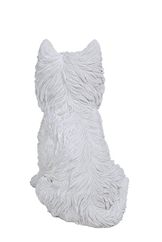 Estatua de perro terrier sentado blanca miniatura 2