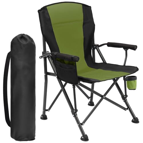 Oversized Folding Camping Chair for Adults, Supports 450 LBS Camping Chairs, Heavy Duty Camping Chair with Side Pockets, Foldable Outdoor Chair for Camping, Beach, Fishing, Hiking, Green-Black Oversized Folding Camping Chair for Adults, Supports 450 LBS Camping Chairs, Heavy Duty Camping Chair with Side Pockets, Foldable Outdoor Chair for Camping, Beach, Fishing, Hiking, Green-Black