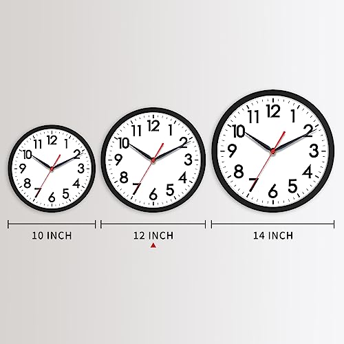 Image of AKCISOT 12 Inch Wall Clock Silent Non-Ticking Modern Wall Clocks Battery Operated - Analog Classic Clock for Office, Home, Bathroom, Kitchen, Bedroom, School, Living Room(Black)