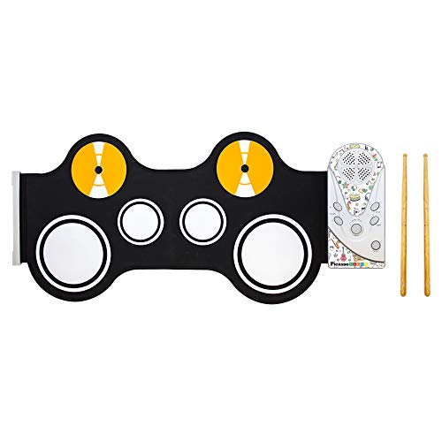 PicassoTiles PT50 Portable Kids Roll Up Electronic Drum Set, 7 Drum Pads, Recording, Headphone Jack, Built-in Speaker, Educational Demos