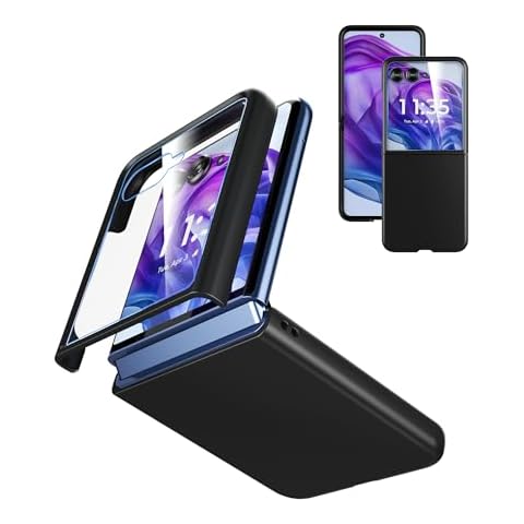 Cresee Case for Motorola Razr Plus 2024 (Razr+ 2024) with Built-in Cover Screen Protector, Thin Hard Matte Polycarbonate Cover Phone Case for Moto Razr+ 2024 - Black Cover