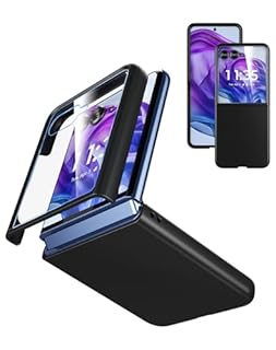 Cresee Case for Motorola Razr Plus 2024/2025 - with Built-in Cover Screen Protector - Thin Hard Matte Polycarbonate Cover Phone Case for Moto Razr+ 2024/2025 - Black