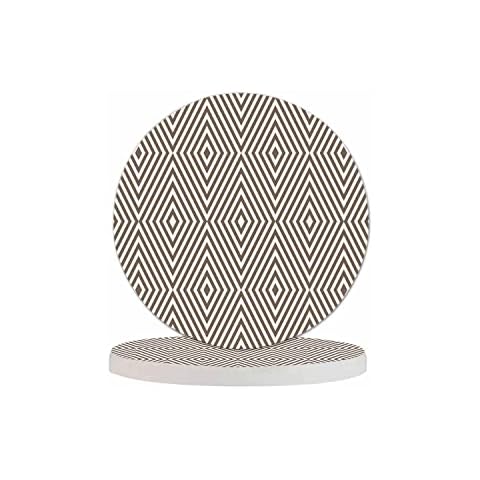 Pznen Rhombuses Stripes Anti Slip Coasters Diagonal Lines Chevron Delicate Striped Texture Cups Place Mats for Table Home Decor 4 Inches Living Room Kitchen Coffee Table,2 Pcs Cover