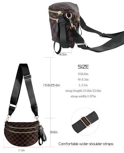 Image of FEIBOON Spacious Checkered Nylon Crossbody Bag Bum Bag Handbags Wallets for Women