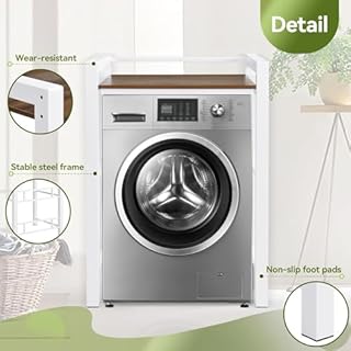 LIJYITF Scaffale per Incolonnamento Lavatrice e Asciugatrice, 3 Regolabili in Altezza,Base per lavatrice, Scaffale Sopra la lavatrice, Capacità di Carico 350 kg, Per Bagno (bianco, 75 x 65 x 105 cm)