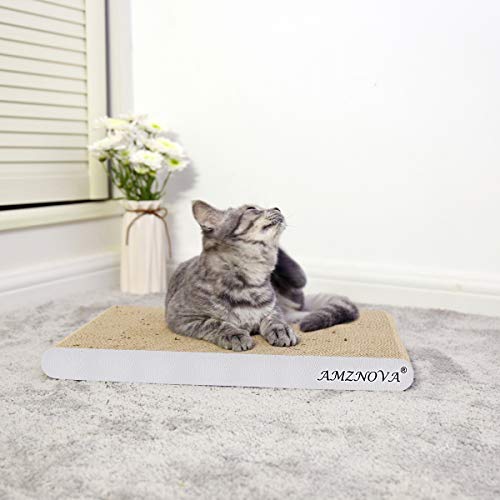 Image of AMZNOVA Cat Scratchers, Cardboard Cat Scrattcher, Scratching Pad, Cat Scratch Lounge, Colors Series, Wide, Ivory
