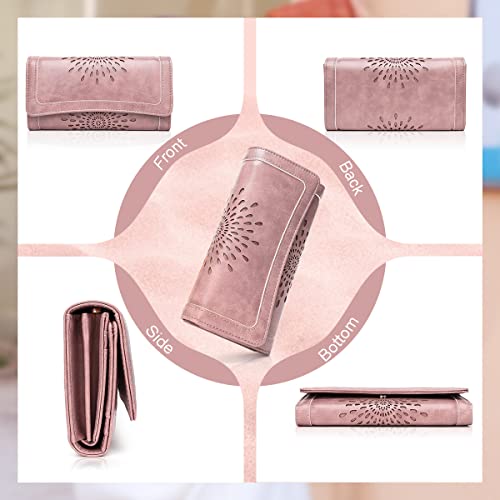 Image of APHISON Ladies Soft Leather RFID Long Wallet Trifold Clutch Purse Credit Card Holder Case for Women With Gift Box
