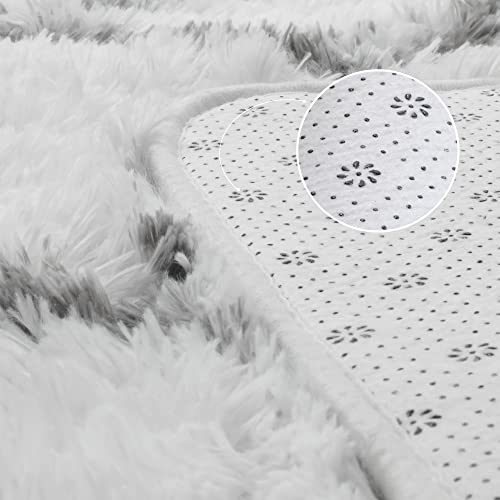 Bstluv Soft Fluffy Area Rug Geometric Fuzzy Rug For Living Room,Modern Moroccan Rug For Office,Playroom,Nursery,Shaggy Plush Throw Carpet,Bedside Rugs For Girls,Boys,Kids Room,4X6,White/Grey #TOP5
