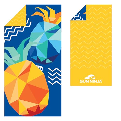 Image of SUN NINJA Microfiber Beach Towel, Sand Free Quick Dry, 63x32in