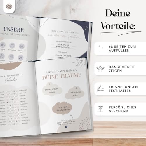 Lebenskompass Ein Buch über Dich - Zum Ausfüllen und Verschenken an deine Liebsten Ein Freundebuch Erwachsene & Erinnerungsalbum für beste Freundin und Freunde - Beste Freundin Geschenk